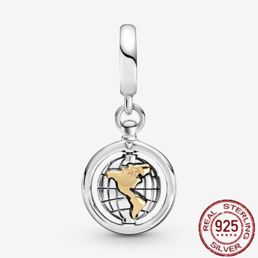 NWOT SPINNING WORLD DANGLE CHARM STERLING SILVER 925